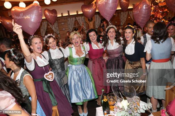 Monica Ivancan, Judith Dommermuth, Julia Klöckner, Dorothee Bär, Magdalena Rogl and Miriam Mack during the Madlwiesn as part of the Oktoberfest at...