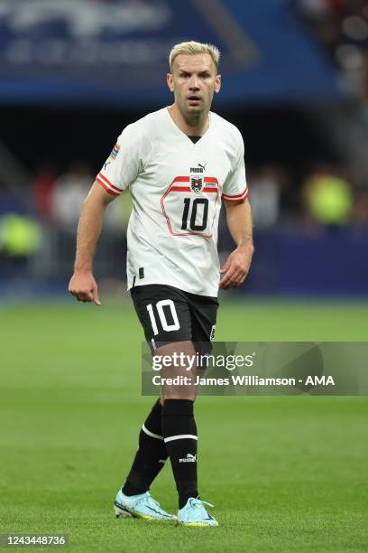 Andreas Weimann of Austria during the UEFA Nations League League A Group 1 match between France and Austria at Stade de France on September 22, 2022...