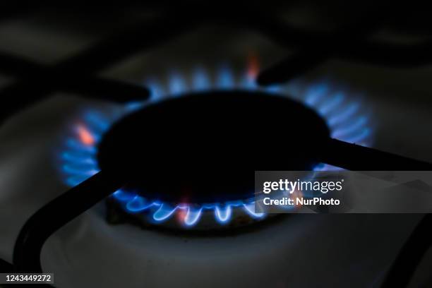 Gas burner is seen in this illustration photo taken in Krakow, Poland on September 23, 2022.