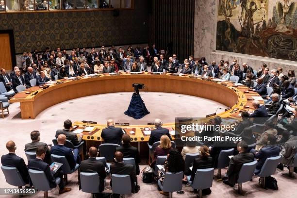 Security Council meeting on "maintenance of peace and security of Ukraine" at UN Headquarters. Meeting was attended by foreign ministers of all...