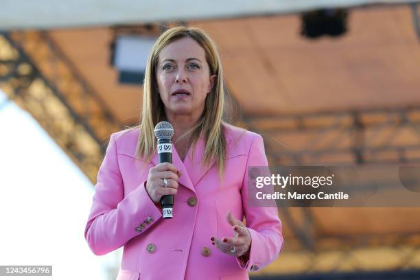The political leader of the Brothers Of Italy, Giorgia Meloni, during the electoral tour in Naples, for the Italian political elections of 25...