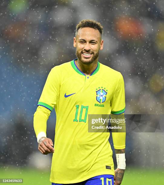 Neymar of Brazil in action during the friendly match between Brazil and Ghana at Oceane Stadium in Le Havre, France on September 23, 2022.