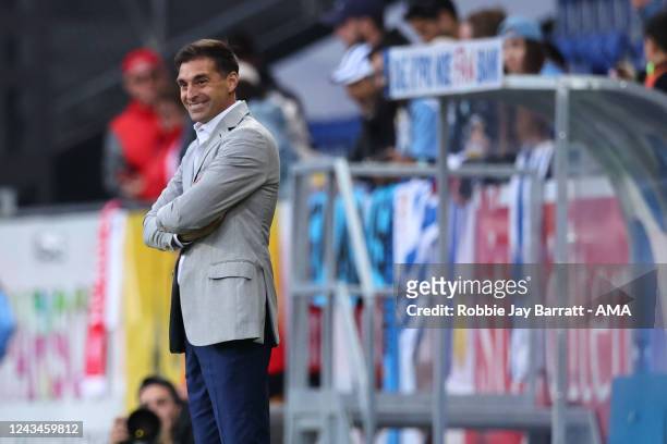 Diego Alonso the head coach / manager of Uruguay during the International Friendly match between Iran and Uruguay at NV Arena on September 23, 2022...
