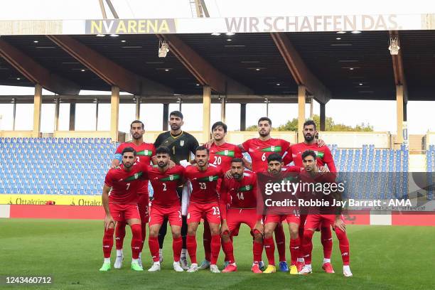 Players of Iran pose for a team group during the International Friendly match between Iran and Uruguay at NV Arena on September 23, 2022 in St....