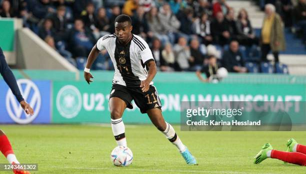 Youssoufa Moukoko of Germany during the International Friendly between Germany U21 and France U21 at MDCC Arena on September 23, 2022 in Magdeburg,...
