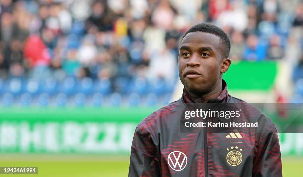 Youssoufa Moukoko of Germany during the International Friendly between Germany U21 and France U21 at MDCC Arena on September 23, 2022 in Magdeburg,...