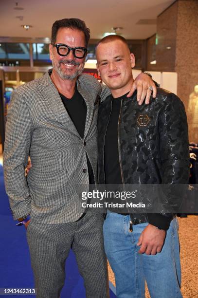 Alex Jolig and his son Paul Elvers attend the Late Night Shopping Party at Alstertal-Einkaufszentrum on September 23, 2022 in Hamburg, Germany.