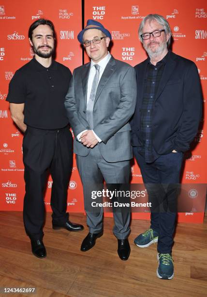 Ben Schnetzer, Playwright Jonathan Spector and Mark McKinney attend the press night after party for "Eureka Day" at Skylon on September 23, 2022 in...