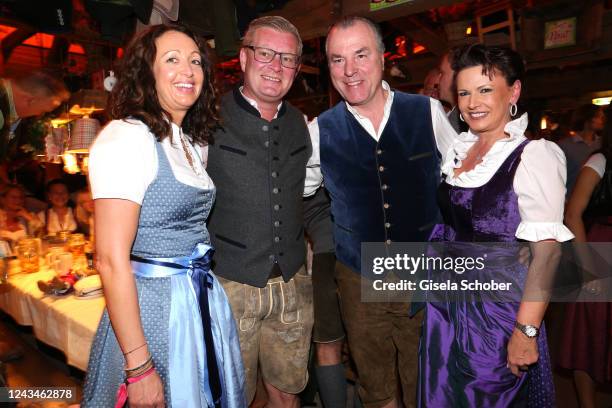 Sabine Hoeness, Florian Hoeness, Clemens Toennies and Margit Toennies during the 187th Oktoberfest at Kaefer-Schaenke /Theresienwiese on September...