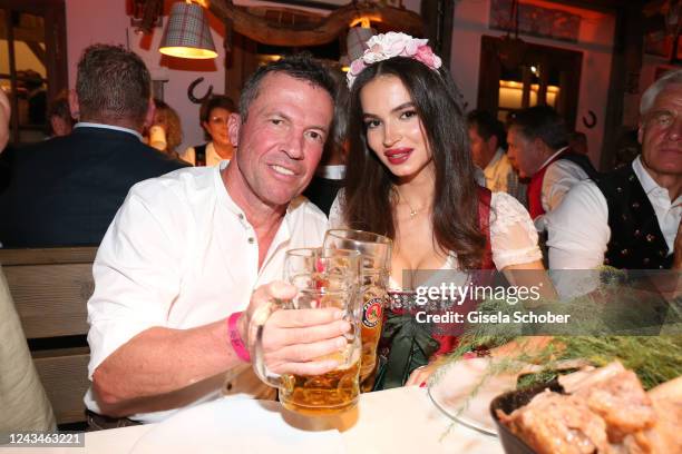 Lothar Matthäus and Anastasia Matthäus during the 187th Oktoberfest at Kaefer-Schaenke /Theresienwiese on September 23, 2022 in Munich, Germany.