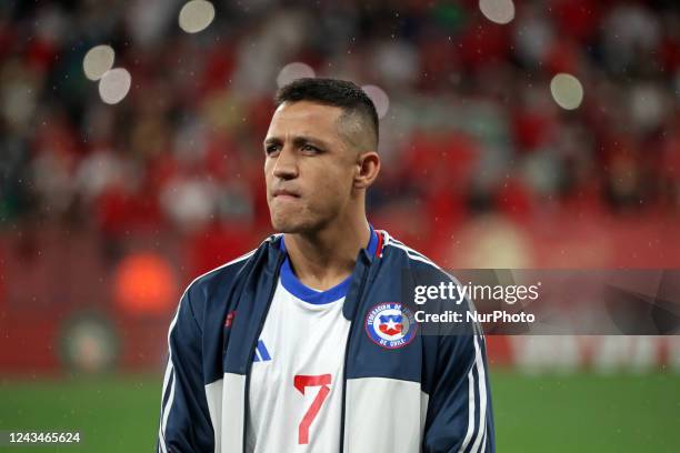Alexis Sanchez during the friendly match between Morocco and Chile, played at the RCDE Stadium on 23th September 2022, in Barcelona, Spain.