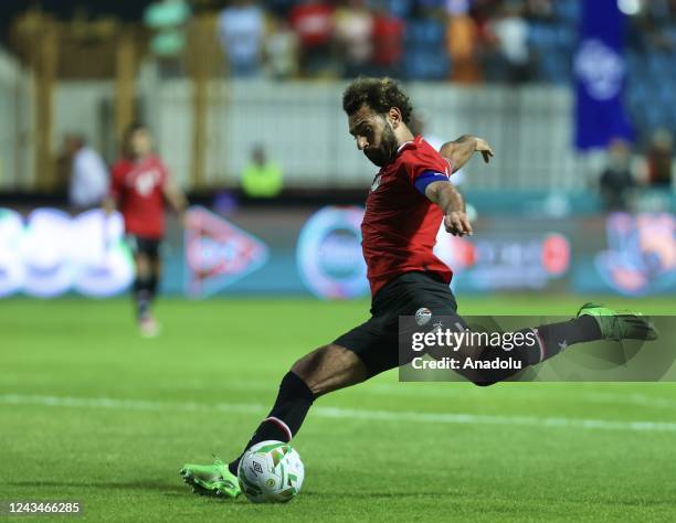 Mohamed Salah of Egypt in action during the friendly match between Egypt and Niger at Borg El Arab Stadium in Alexandria, Egypt on September 23, 2022.