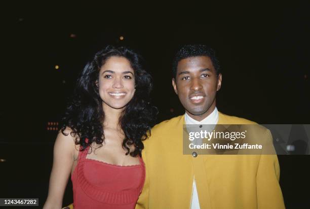 American television producer Tracey Edmonds and her husband, American singer-songwriter Babyface attend the 22nd Annual American Music Awards, held...