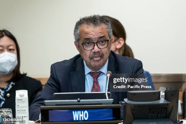 World Health Organization Executive Director Tedros Adhanom Ghebreyesus speaks at High level event on the ending COVID-19 pandemic at UN Headquarters.