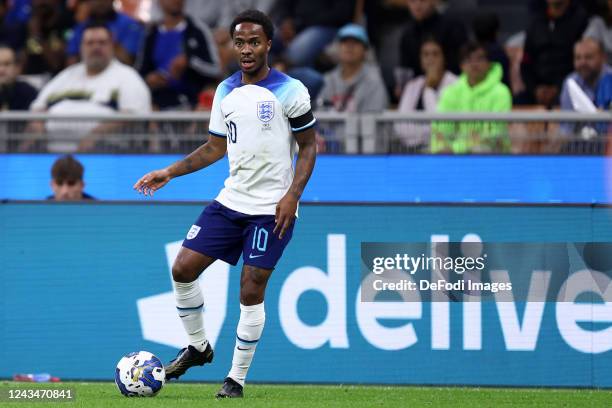 Raheem Sterling of England controls the ball during the UEFA Nations League League A Group 3 match between Italy and England at San Siro on September...