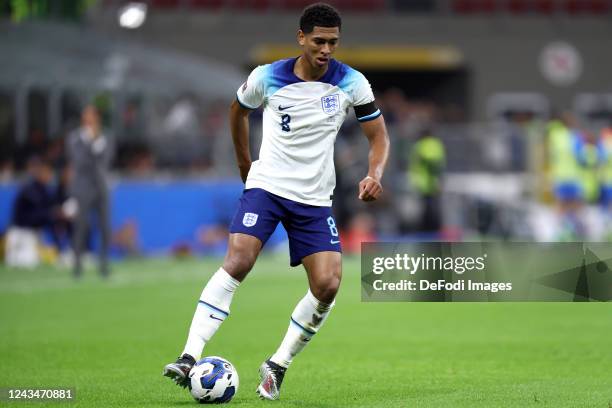 Jude Bellingham of England controls the ball during the UEFA Nations League League A Group 3 match between Italy and England at San Siro on September...