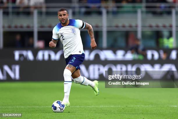 Kyle Walker of England controls the ball during the UEFA Nations League League A Group 3 match between Italy and England at San Siro on September 23,...