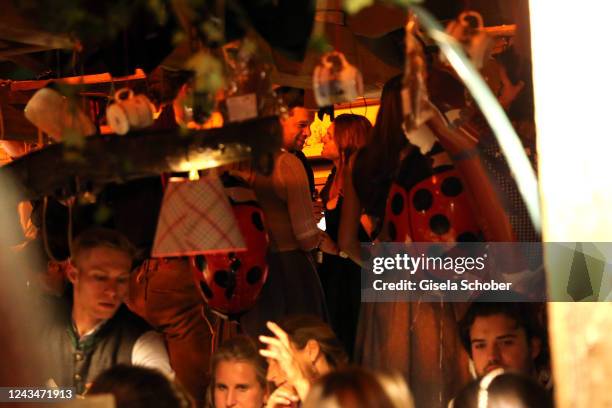 Michael Ballack and his girlfriend Sophia Schneiderhan during the 187th Oktoberfest at Kaefer-Schaenke /Theresienwiese on September 23, 2022 in...