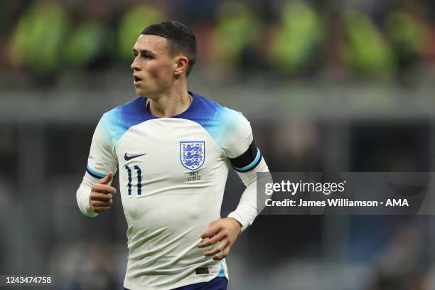 Phil Foden of England during the UEFA Nations League League A Group 3 match between Italy and England at San Siro on September 23, 2022 in Milan,...