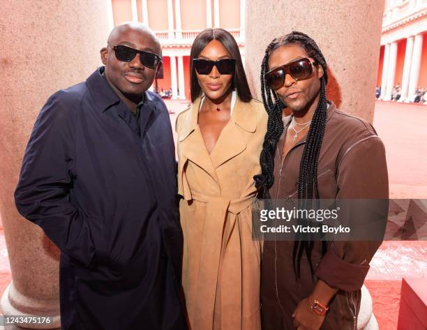Edward Enninful , Naomi Campbell are seen on the front row of the Salvatore Ferragamo Fashion Show during the Milan Fashion Week Womenswear...
