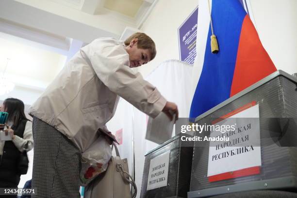 People living in the city of Rostov cast their votes in controversial referendums in Rostov, Russia on September 24, 2022. Voting in Luhansk,...