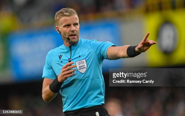 Belfast , United Kingdom - 24 September 2022; Referee Glenn Nyberg during the UEFA Nations League C Group 2 match between Northern Ireland and Kosovo...