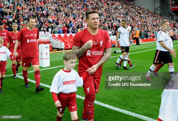 Andriy Voronin of Liverpool makes his way on to the pitch at Anfield on September 24, 2022 in Liverpool, England.