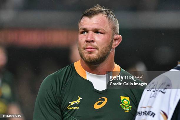 Duane Vermeulen of South Africa looks on during The Rugby Championship match between South Africa and Argentina at Hollywoodbets Kings Park on...