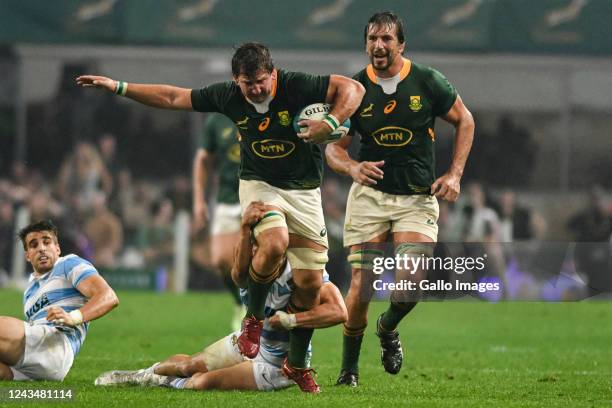 Kwagga Smith of South Africa attempts to avoid a tackle during The Rugby Championship match between South Africa and Argentina at Hollywoodbets Kings...