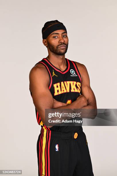 Maurice Harkless of the Atlanta Hawks poses for a portrait during NBA Media Day on September 23, 2022 at PC&E Studio in Atlanta, Georgia. NOTE TO...