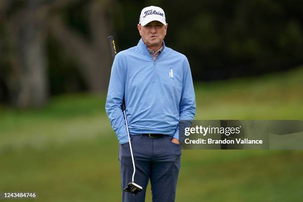 Steve Flesch looks on after a putt on the second hole during Round Two of the PURE Insurance Championship at Pebble Beach Golf Links on September 24,...