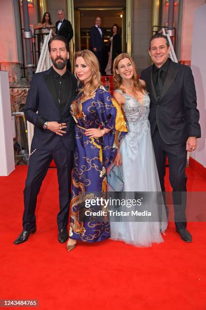 Alec Voelkel of the band The BossHoss, his wife Johanna Michels, Sascha Vollmer of the band The BossHoss and his wife Jenny Kurr attend the 27th...