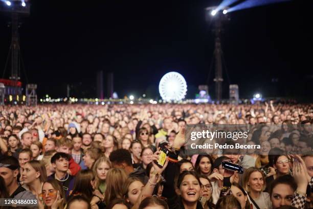 Fans attend the first day of Lollapalooza Berlin 2022 at Olympiagelaende on September 24, 2022 in Berlin, Germany. .