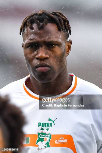 Wilfried SINGO of Ivory Coast during the International friendly match between Ivory Coast and Togo on September 24, 2022 in Rouen, France.