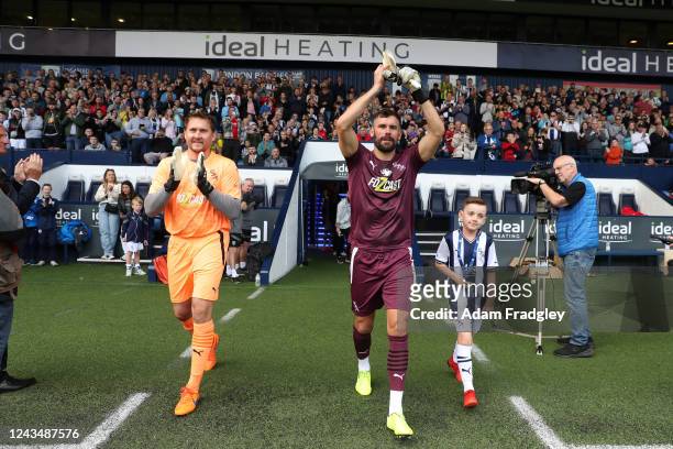 Goal keepers Tomasz Kuszczak and Ben Foster walk out from the players tunnel for the match at The Hawthorns on September 24, 2022 in West Bromwich,...