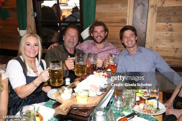 Heather Milligan, Arnold Schwarzenegger ,son Christopher Schwarzenegger and son Patrick Schwarzenegger during the 187th Oktoberfest at Marstall tent...