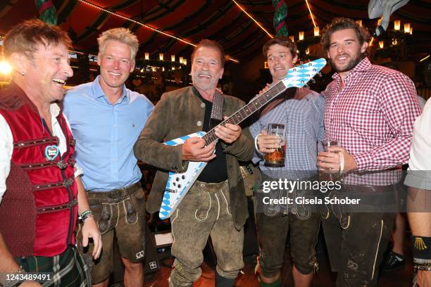 Arnold Schwarzenegger, nephew Patrick Knapp-Schwarzenegger , son Patrick Schwarzenegger and son Christopher Schwarzenegger during the 187th...