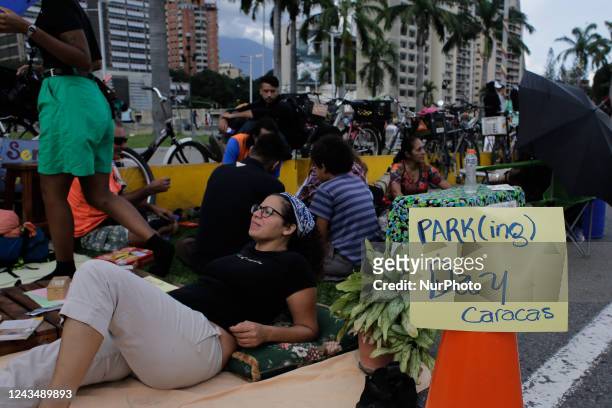 Activists participate in a day to discourage car use in the city, in Caracas, Venezuela on September 24, 2022. The activity was part of the World Car...