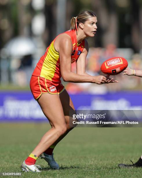 Lauren Bella of the Suns in action during the 2022 S7 AFLW Round 05 match between the Gold Coast Suns and the Port Adelaide Power at Bond University...