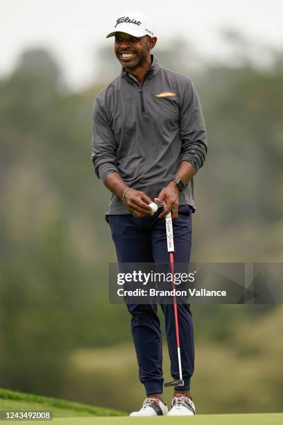 Timothy O'Neal reacts on the eighth hole green during Round Two of the PURE Insurance Championship at Spyglass Hill Golf Course on September 24, 2022...