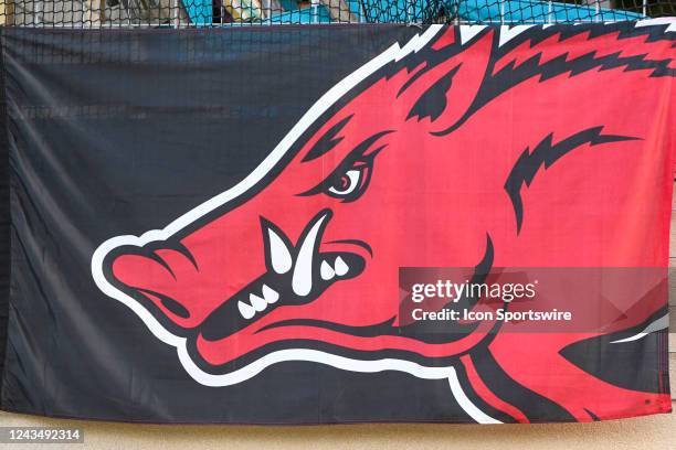 An Arkansas Razorbacks flag during the second round of the Walmart NW Arkansas Championship on September 24 at Pinnacle Country Club in Rogers, AR.