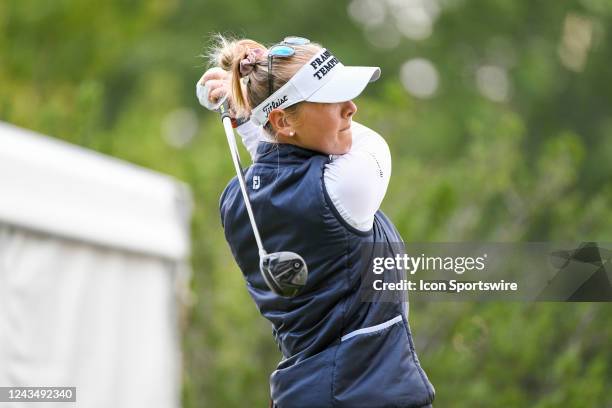 Jessica Korda on the first tee during the second round of the Walmart NW Arkansas Championship on September 24 at Pinnacle Country Club in Rogers, AR.