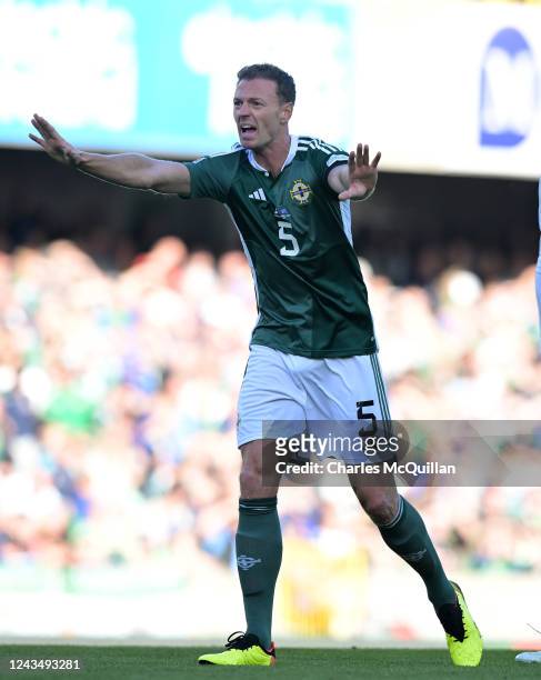 Jonny Evans of Northern Ireland during the UEFA Nations League League C Group 2 match between Northern Ireland and Kosovo at Windsor Park on...