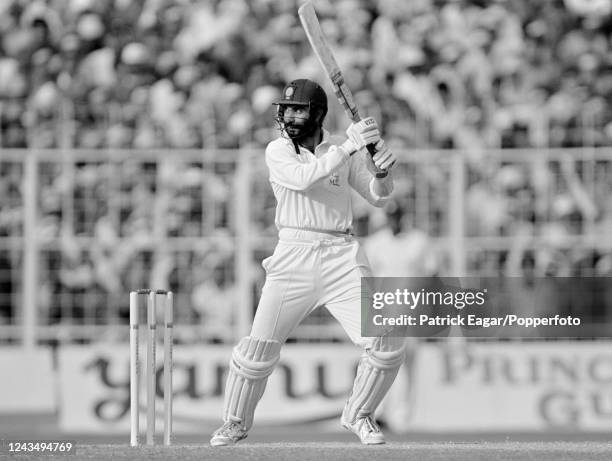 Navjot Singh Sidhu of India batting during his innings of 37 runs on day five of the 1st Test match between India and England at Eden Gardens,...