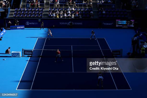 General view of the Doubles final match between Nicole Melichar-Martinez of the United States and Ellen Perez of Australia and Gabriela Dabrowski of...