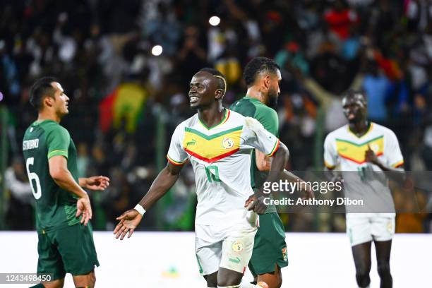 Sadio MANE of Senegal celebrates a goal during the International friendly match between Senegal and Bolivia on September 24, 2022 in Orleans, France.