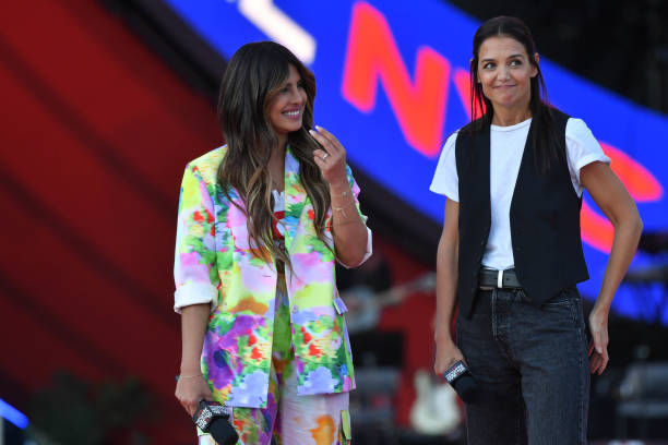 Priyanka Chopra and Katie Holmes at the 2022 Global Citizen Festival in Central Park on September 24, 2022 in New York City.