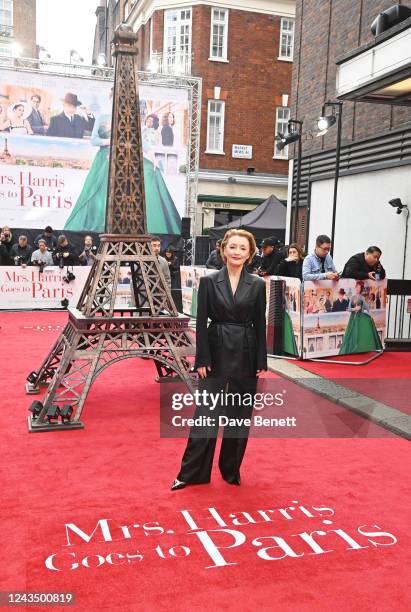 Lesley Manville attends the UK Premiere of "Mrs Harris Goes To Paris" at The Curzon Mayfair on September 25, 2022 in London, England.