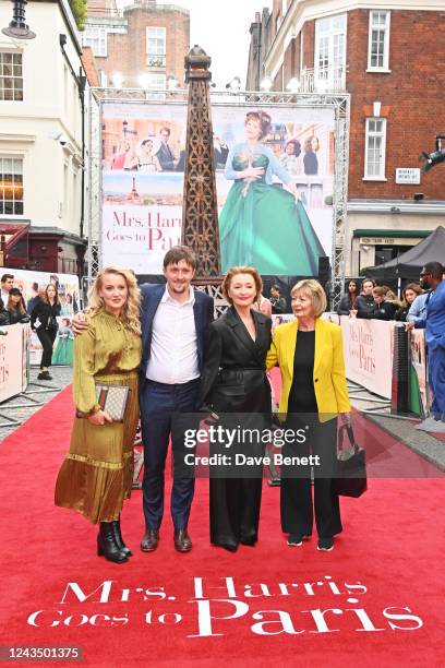 Sarah Lamb, Alfie Oldman, Lesley Manville and Diana Manville attend the UK Premiere of "Mrs Harris Goes To Paris" at The Curzon Mayfair on September...