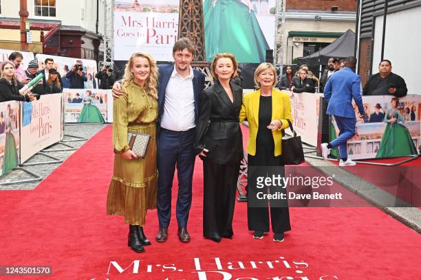 Sarah Lamb, Alfie Oldman, Lesley Manville and Diana Manville attend the UK Premiere of "Mrs Harris Goes To Paris" at The Curzon Mayfair on September...